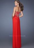 Picture of: Strapless Prom Dress with Jeweled Lace Cut Outs in Red, Style: 19889, Back Picture