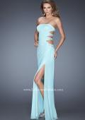 Picture of: Net Jersey Gown with Back Cut Outs and Pearls in Blue, Style: 19892, Main Picture