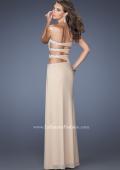 Picture of: Net Jersey Gown with Back Cut Outs and Pearls in Nude, Style: 19892, Back Picture