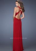 Picture of: Halter Jersey Prom Dress with Plunging Neckline and Slit in Red, Style: 19899, Back Picture