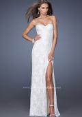 Picture of: Sequin and Lace Prom Dress with Side Leg Slit in White, Style: 19901, Detail Picture 3