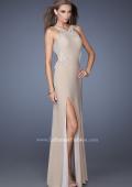Picture of: Fitted Jersey Prom Dress with Embellished Neckline in Nude, Style: 19908, Main Picture