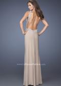 Picture of: Fitted Jersey Prom Dress with Embellished Neckline in Nude, Style: 19908, Back Picture