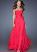Picture of: Long Crinkle Pleated Gown with Criss Cross Ruched Bodice in Pink, Style: 19911, Main Picture