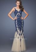 Picture of: Long Lace Mermaid Dress with Tulle Skirt and Lace in Blue, Style: 19916, Main Picture
