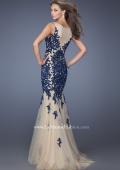 Picture of: Long Lace Mermaid Dress with Tulle Skirt and Lace in Blue, Style: 19916, Back Picture