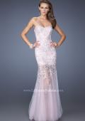 Picture of: Mermaid Style Prom Gown with Sheer Layered Tulle Skirt in Pink, Style: 19923, Main Picture