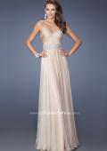 Picture of: Long Strapless Chiffon Gown with Vintage Inspired Belt in Nude, Style: 19931, Main Picture