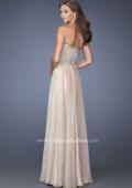 Picture of: Long Strapless Chiffon Gown with Vintage Inspired Belt in Nude, Style: 19931, Back Picture