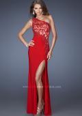Picture of: One Shoulder Prom Gown with Jersey Skirt and Side Slit in Red, Style: 19934, Main Picture