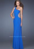 Picture of: Long One Shoulder Dress with Cut Outs and Jewels in Blue, Style: 19935, Main Picture