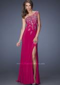 Picture of: One Shoulder Jersey Prom Dress with Side Leg Slit in Pink, Style: 19945, Main Picture
