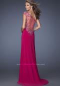 Picture of: One Shoulder Jersey Prom Dress with Side Leg Slit in Pink, Style: 19945, Back Picture