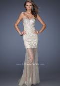 Picture of: Nude Mini Dress with Jewel Covered Back and Bodice in Nude, Style: 19947, Main Picture