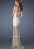 Picture of: Nude Mini Dress with Jewel Covered Back and Bodice in Nude, Style: 19947, Back Picture