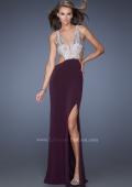 Picture of: Plunging V Neck Jersey Dress with Side Cut Outs and Beads in Purple, Style: 19951, Main Picture