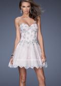 Picture of: White Lace A-line Prom Dress with Floral Appliques in Pink, Style: 19962, Main Picture