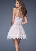 Picture of: White Lace A-line Prom Dress with Floral Appliques in Pink, Style: 19962, Back Picture