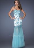 Picture of: Trumpet Style Prom Dress with Sheer Layered Tulle Skirt in Blue, Style: 19966, Main Picture