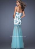 Picture of: Trumpet Style Prom Dress with Sheer Layered Tulle Skirt in Blue, Style: 19966, Back Picture