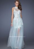 Picture of: High Neck Prom Dress with Floral and Jeweled Appliques in Blue, Style: 19970, Main Picture