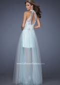 Picture of: High Neck Prom Dress with Floral and Jeweled Appliques in Blue, Style: 19970, Back Picture