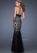 Picture of: Mermaid Style Prom Dress with Halter Neckline and Stones in Black, Style: 19974, Back Picture