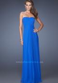 Picture of: Net Jersey Dress with Pleated Bodice and Open Back in Blue, Style: 19975, Back Picture
