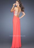 Picture of: Net Jersey Dress with Pleated Bodice and Open Back in Orange, Style: 19975, Detail Picture 2