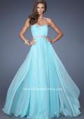 Picture of: Long Chiffon Prom Gown with iridescent stones and pearls in Blue, Style: 19987, Main Picture