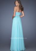 Picture of: Long Chiffon Prom Gown with iridescent stones and pearls in Blue, Style: 19987, Back Picture