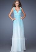 Picture of: Ombre Dyed Prom Dress with Pleated V Neck Bodice in Blue, Style: 19988, Main Picture