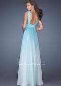 Picture of: Ombre Dyed Prom Dress with Pleated V Neck Bodice in Blue, Style: 19988, Back Picture