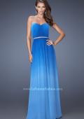 Picture of: Ombre Chiffon Dress with Jeweled Belt and Open Back in Blue, Style: 19989, Main Picture