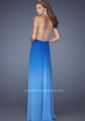 Picture of: Ombre Chiffon Dress with Jeweled Belt and Open Back in Blue, Style: 19989, Back Picture