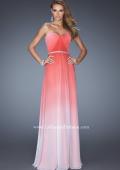 Picture of: Ombre Chiffon Dress with Jeweled Belt and Open Back in Pink, Style: 19989, Detail Picture 1
