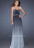 Picture of: Ombre Chiffon Dress with Jeweled Belt and Open Back in Silver, Style: 19989, Detail Picture 3