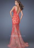 Picture of: Mermaid Style Prom Dress with Boat Neck and Lace in Orange, Style: 19991, Back Picture