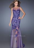 Picture of: Mermaid Style Prom Dress with Boat Neck and Lace in Purple, Style: 19991, Detail Picture 2