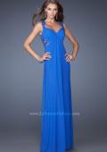 Picture of: Long Prom Dress with Front and Back Lace Detailing in Blue, Style: 19993, Main Picture