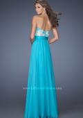 Picture of: Strapless Chiffon Gown with Multi Colored Lace Bodice in Blue, Style: 20001, Back Picture