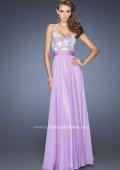 Picture of: Strapless Chiffon Gown with Multi Colored Lace Bodice in Purple, Style: 20001, Detail Picture 1