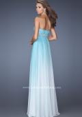 Picture of: Ombre Dyed Long Prom Gown with Plunging Neckline in Blue, Style: 20005, Back Picture