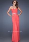 Picture of: Strapless Net Jersey Dress with Iridescent Belt in Orange, Style: 20009, Main Picture