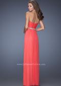 Picture of: Strapless Net Jersey Dress with Iridescent Belt in Orange, Style: 20009, Back Picture