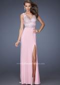 Picture of: V Neck Front and Back Long Prom Dress with Jewels in Pink, Style: 20020, Main Picture