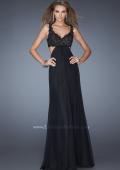Picture of: Sparkling Lace Bodice Prom Dress with Open Lower Back in Black, Style: 20022, Detail Picture 1