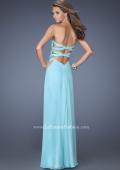 Picture of: Strapless Chiffon Prom Gown with Criss Cross Back in Blue, Style: 20023, Back Picture