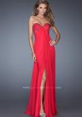 Picture of: Strapless Chiffon Prom Gown with Criss Cross Back in Pink, Style: 20023, Detail Picture 3