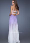 Picture of: Strapless Ombre Prom Dress with Ruching and Jewels in Purple, Style: 20028, Back Picture